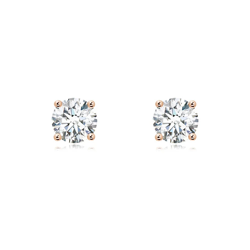 Lab-Grown Basket-Set Solitaire Diamond Stud Earrings