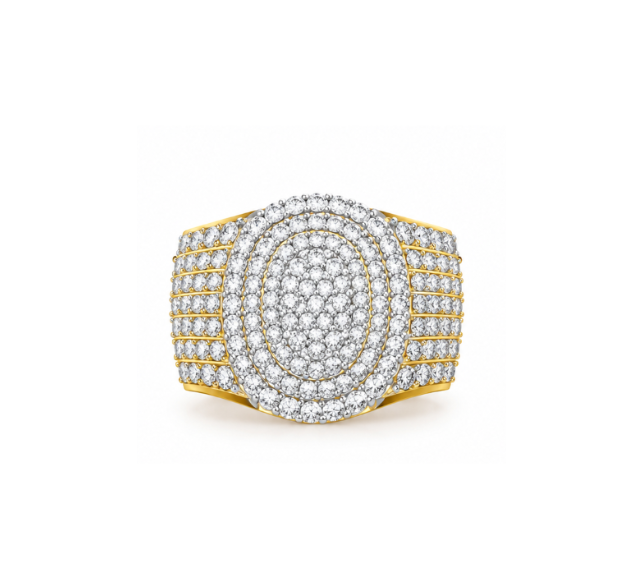 round lab grown diamond wedding band in silver, three-quarter view