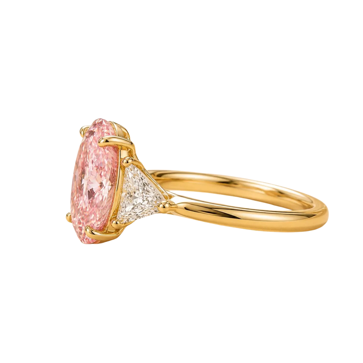 3 Carat Pink Oval Lab-Grown Diamond Three-Stone Engagement Ring