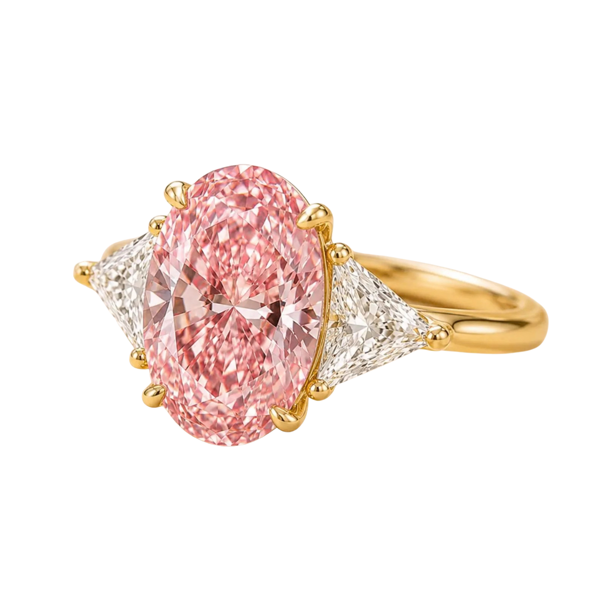 3 Carat Pink Oval Lab-Grown Diamond Three-Stone Engagement Ring
