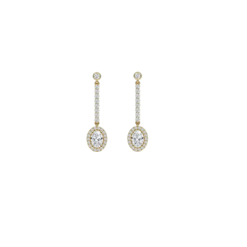 Halo Earrings Oval Cut Floral Studs Wedding Stud Earring