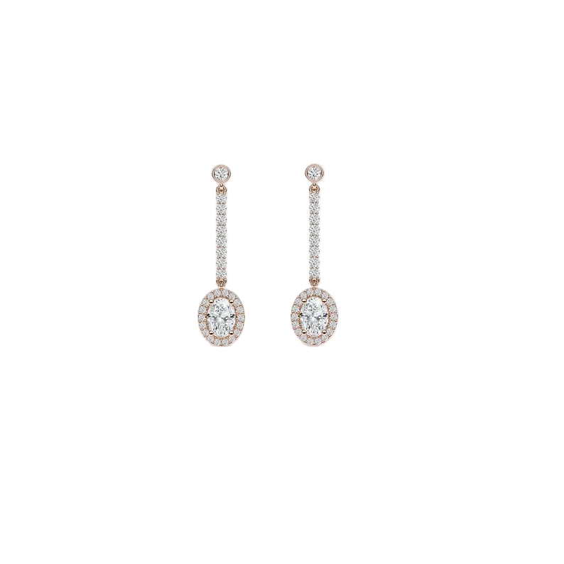 Halo Earrings Oval Cut Floral Studs Wedding Stud Earring