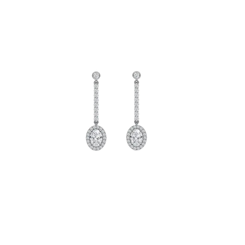 Halo Earrings Oval Cut Floral Studs Wedding Stud Earring