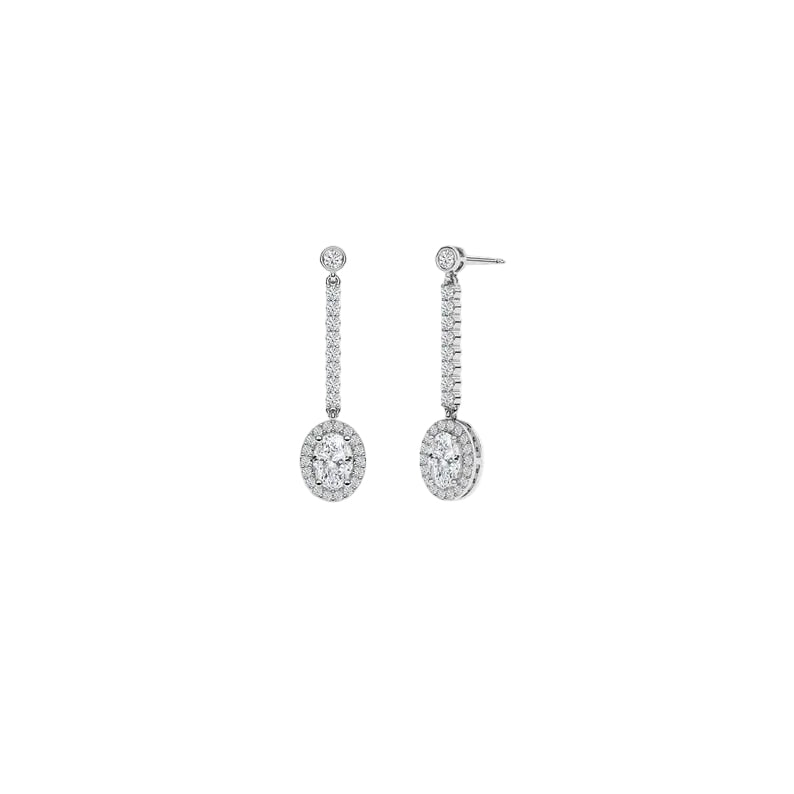 Halo Earrings Oval Cut Floral Studs Wedding Stud Earring