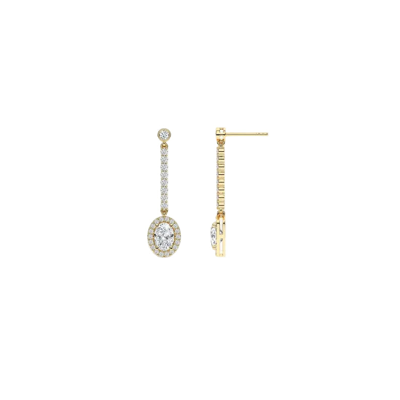Halo Earrings Oval Cut Floral Studs Wedding Stud Earring