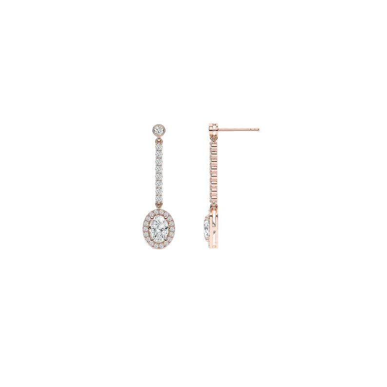Halo Earrings Oval Cut Floral Studs Wedding Stud Earring